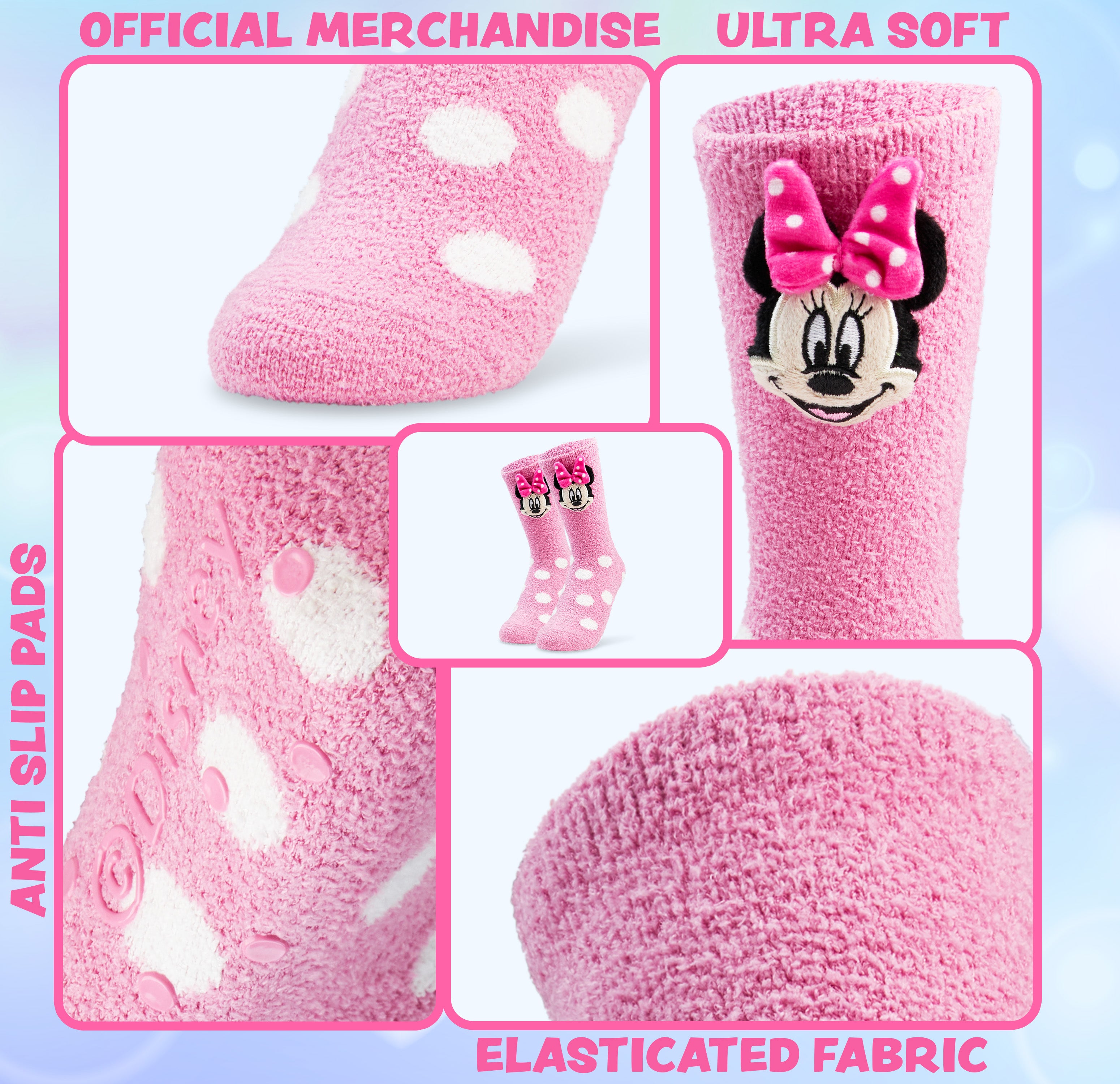 Disney Womens Fluffy Slipper Socks, Non Slip Bed Socks - Gifts for Her - Get Trend