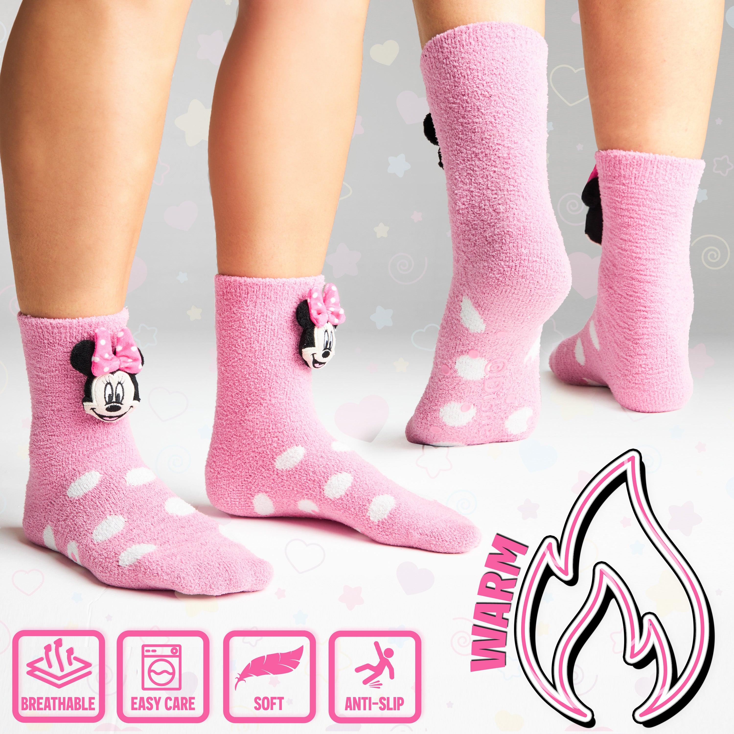 Disney Womens Fluffy Slipper Socks, Non Slip Bed Socks - Gifts for Her - Get Trend