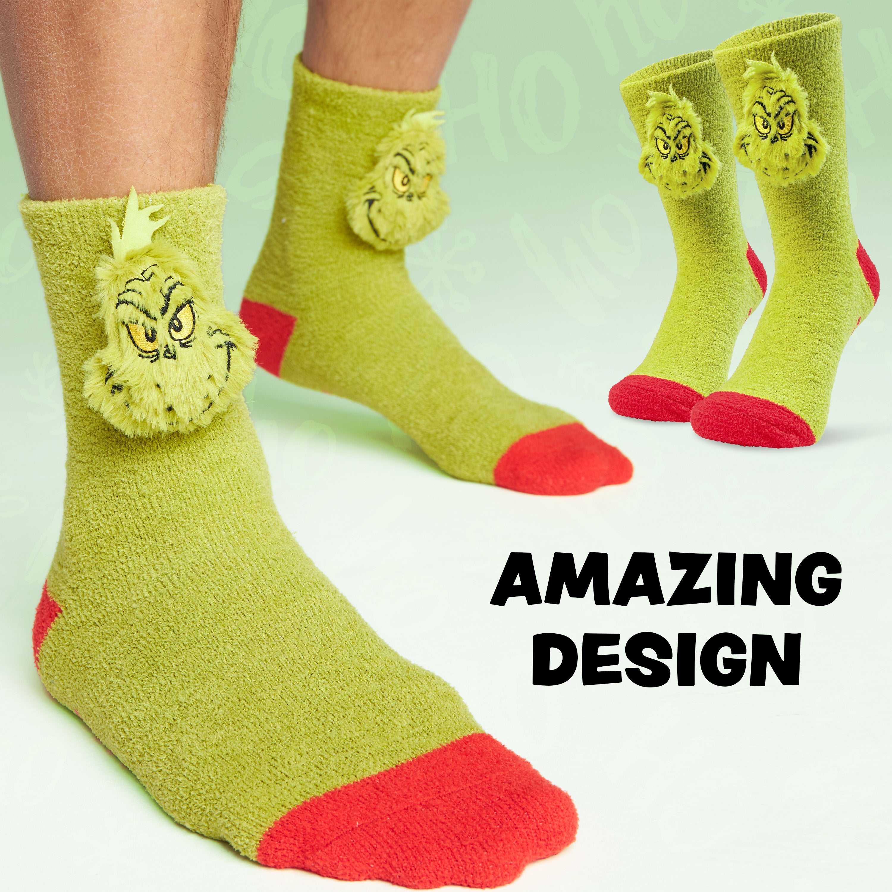The Grinch Men's Fluffy Slipper Socks, Non-Slip - Gifts for Him - Get Trend