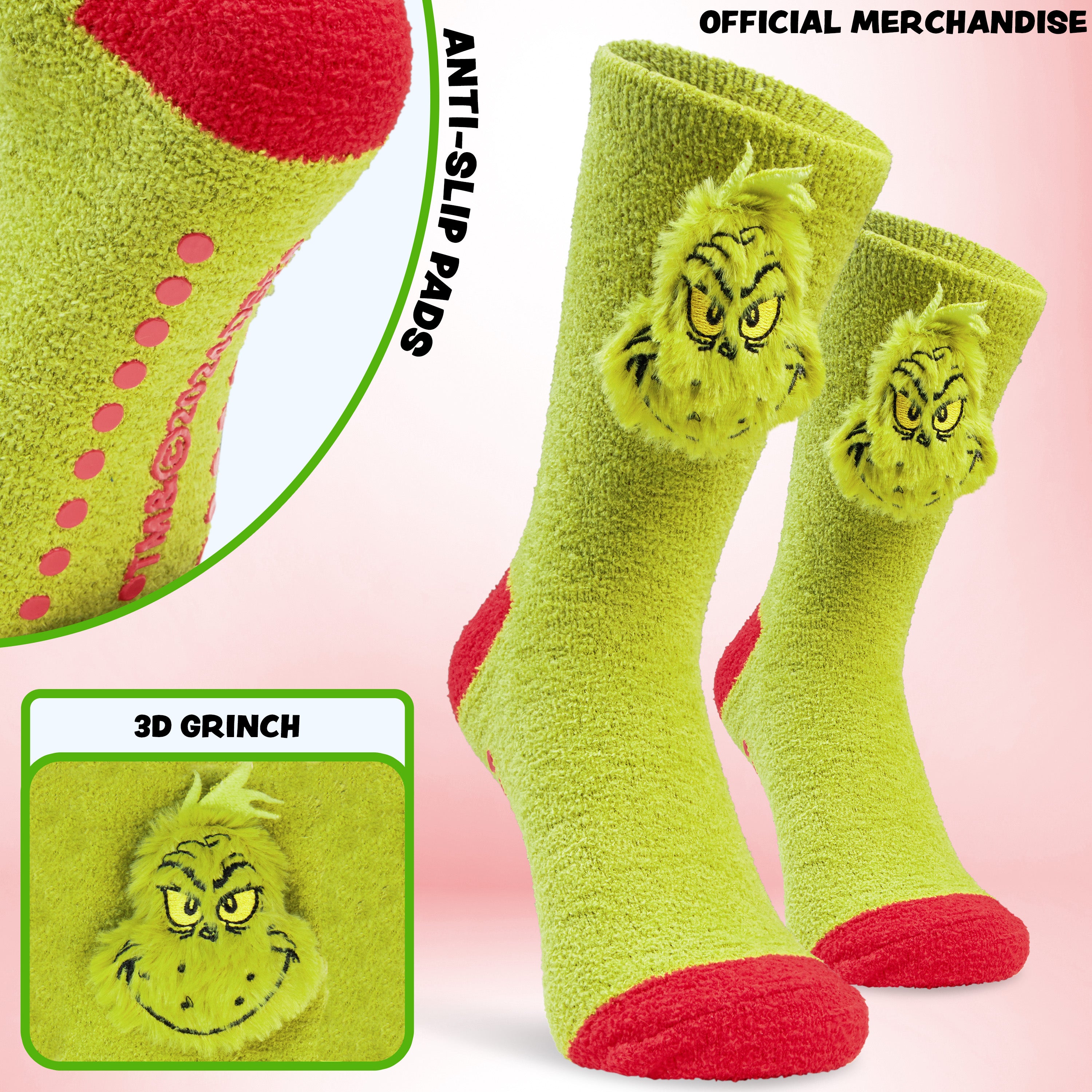 The Grinch Men's Fluffy Slipper Socks, Non-Slip - Gifts for Him - Get Trend