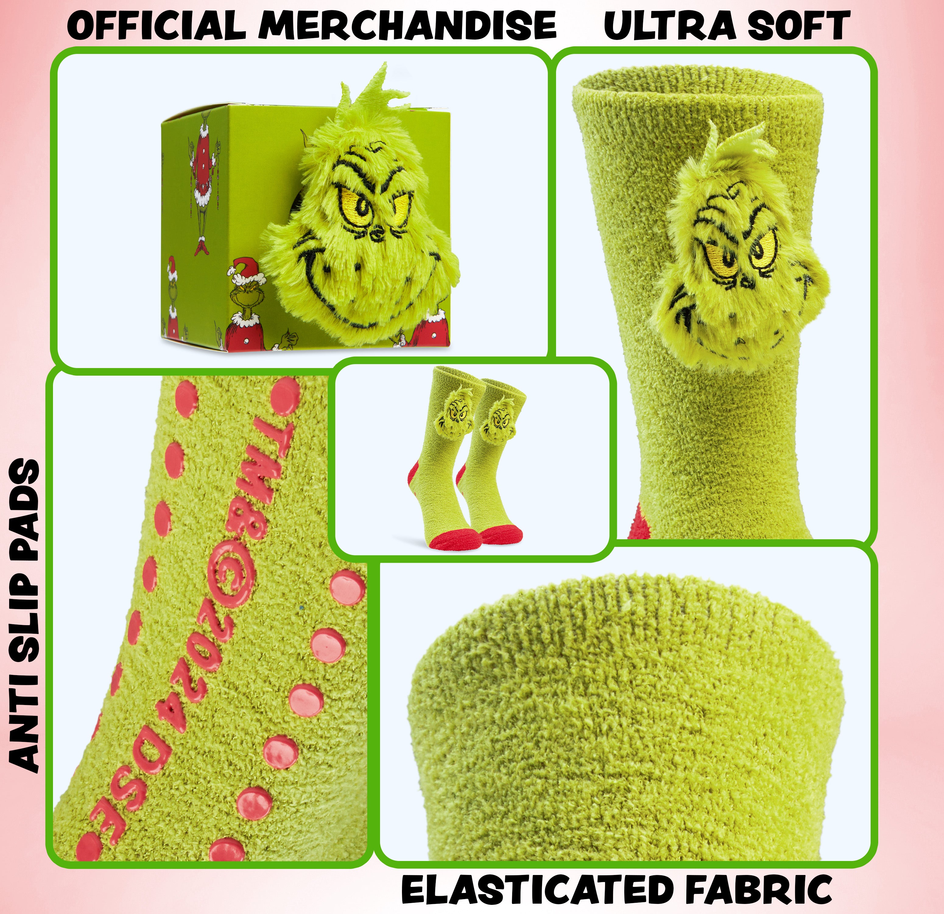 The Grinch Men's Fluffy Slipper Socks, Non-Slip - Gifts for Him - Get Trend