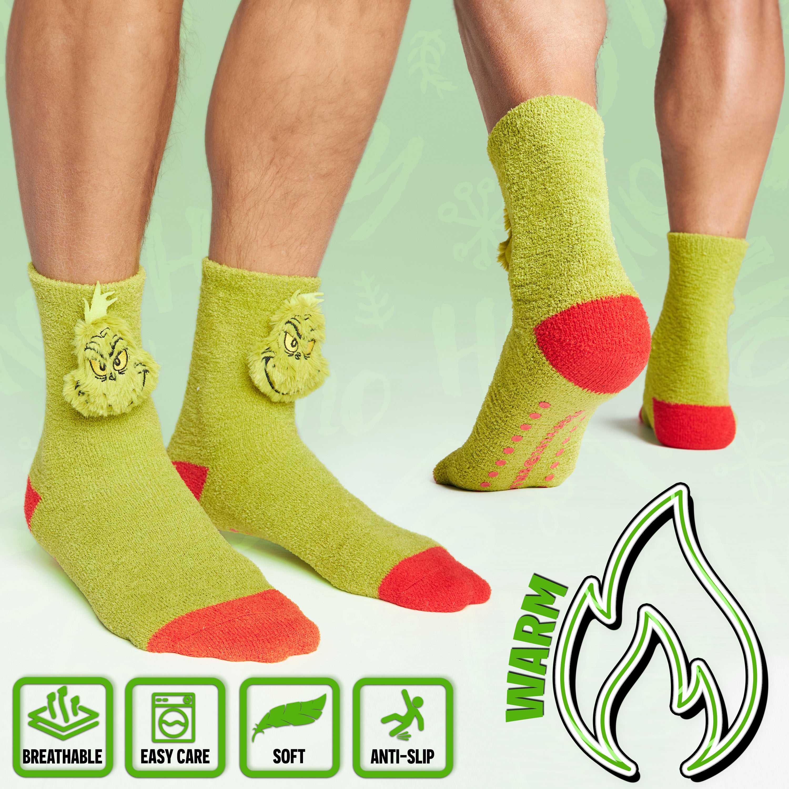The Grinch Men's Fluffy Slipper Socks, Non-Slip - Gifts for Him - Get Trend