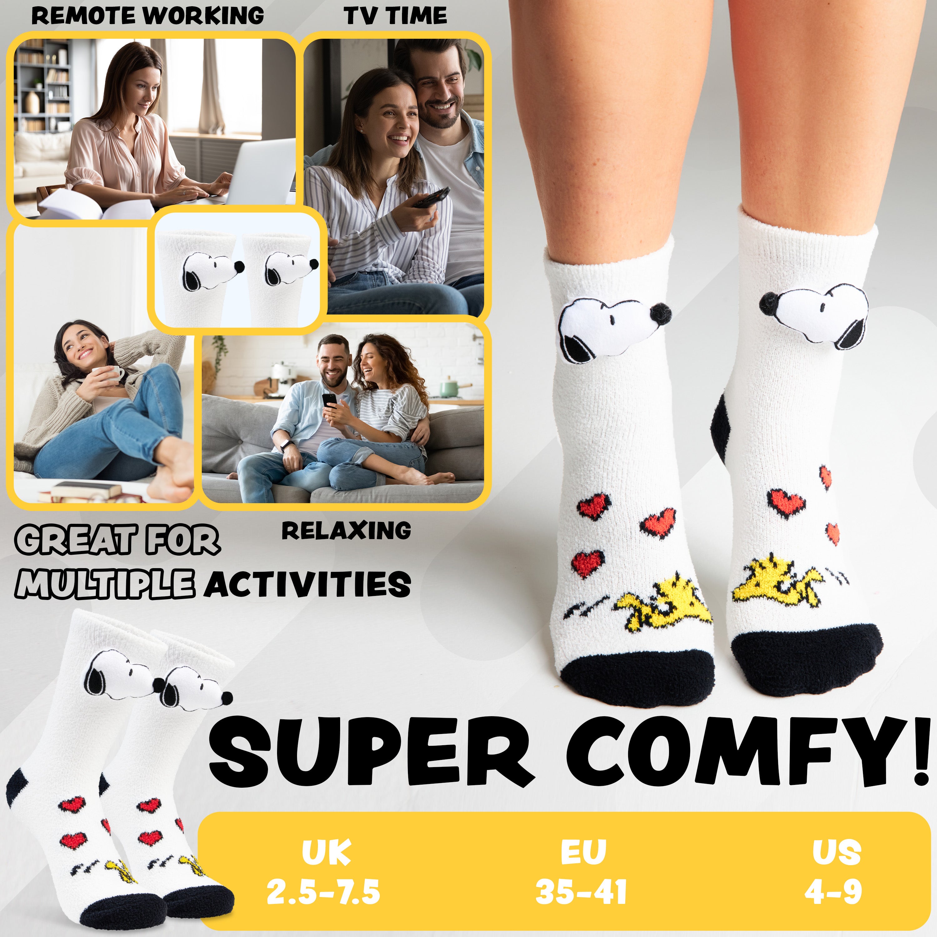 Brand: Peanuts Peanuts Snoopy Womens Fluffy Slipper Socks, Non-Slip - Gifts for Her - Get Trend
