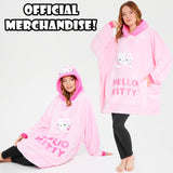 Hello Kitty Womens Fleece Hoodie Blanket with Attached Plush, Cosy Loungewear - Gifts for Her Pink - Get Trend
