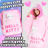 Hello Kitty Womens Fleece Hoodie Blanket with Attached Plush, Cosy Loungewear - Gifts for Her Pink - Get Trend