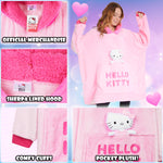 Hello Kitty Womens Fleece Hoodie Blanket with Attached Plush, Cosy Loungewear - Gifts for Her Pink - Get Trend