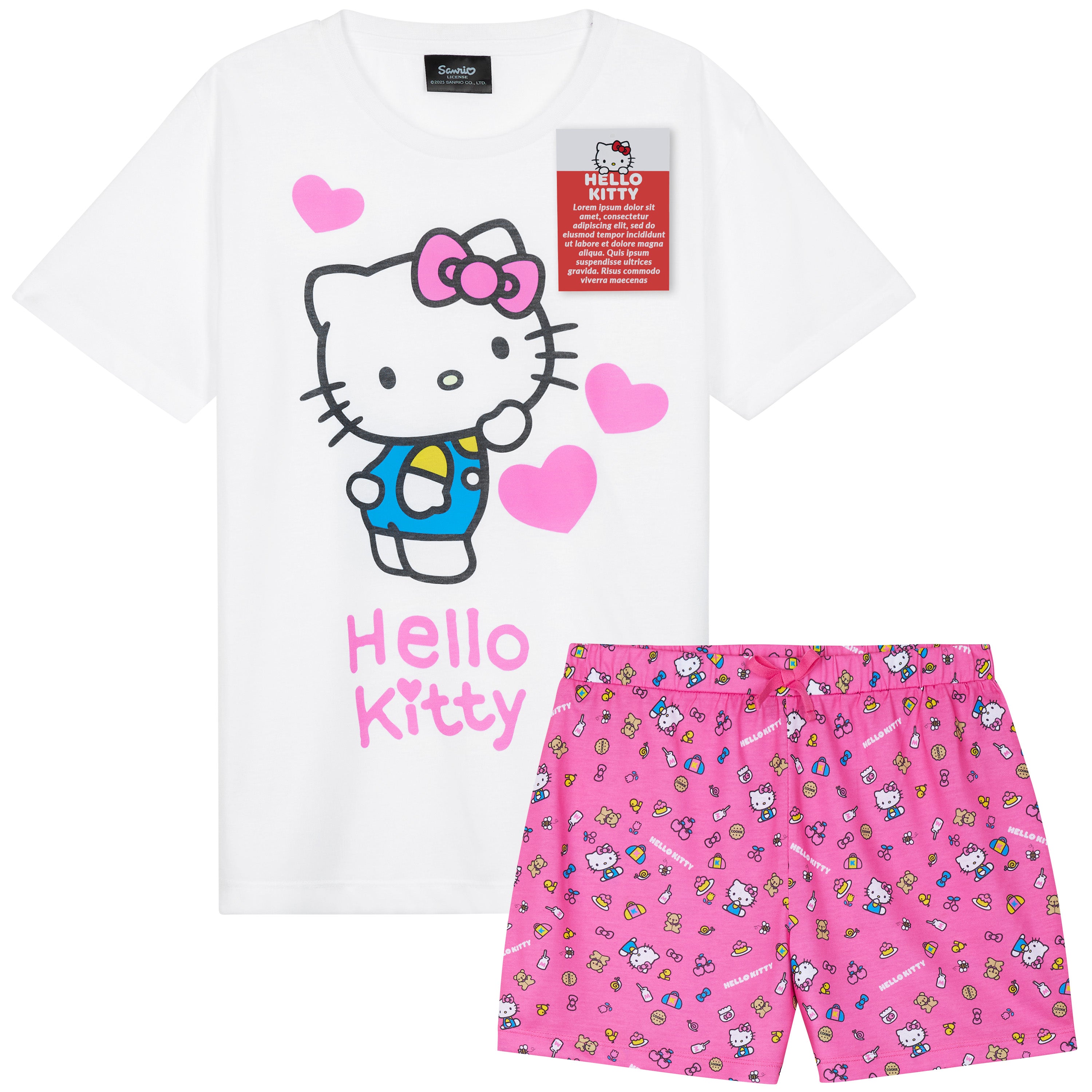 Hello Kitty PJs for Girls Short Sleeve Pyjamas Set for Kids Teenagers Kawaii Lounge Sets Nightwear Soft Comfy Sleepwear Gifts for Girls - Get Trend