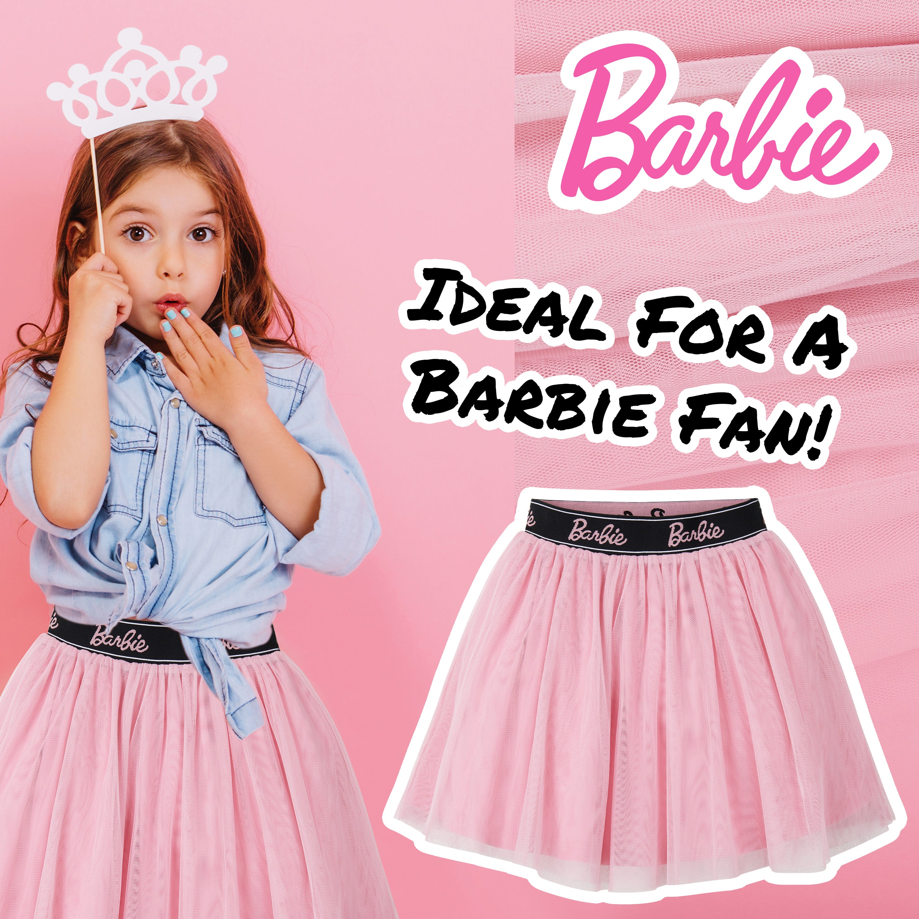 Barbie Girls Tutu Skirt, Mesh 2 Layers with Cotton Lining Skirt - Gifts for Girls - Get Trend