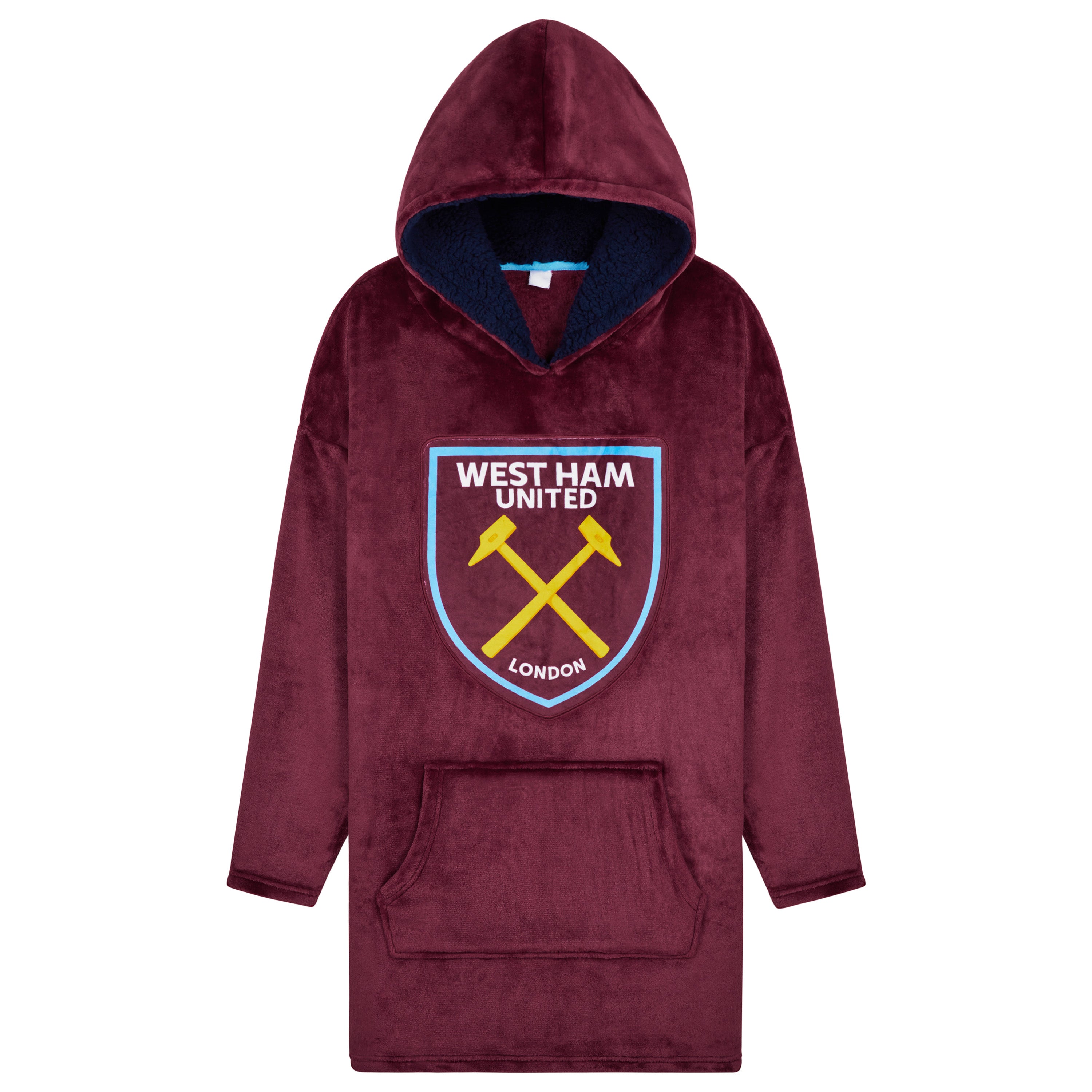 West Ham United F.C. Men's Oversized Fleece Poncho with Hood, West Ham Gifts for Men - Get Trend