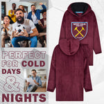 West Ham United F.C. Men's Oversized Fleece Poncho with Hood, West Ham Gifts for Men - Get Trend