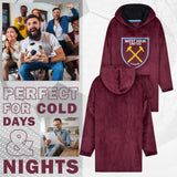 West Ham United F.C. Men's Oversized Fleece Poncho with Hood, West Ham Gifts for Men - Get Trend