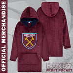 West Ham United F.C. Men's Oversized Fleece Poncho with Hood, West Ham Gifts for Men - Get Trend