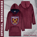 West Ham United F.C. Men's Oversized Fleece Poncho with Hood, West Ham Gifts for Men - Get Trend