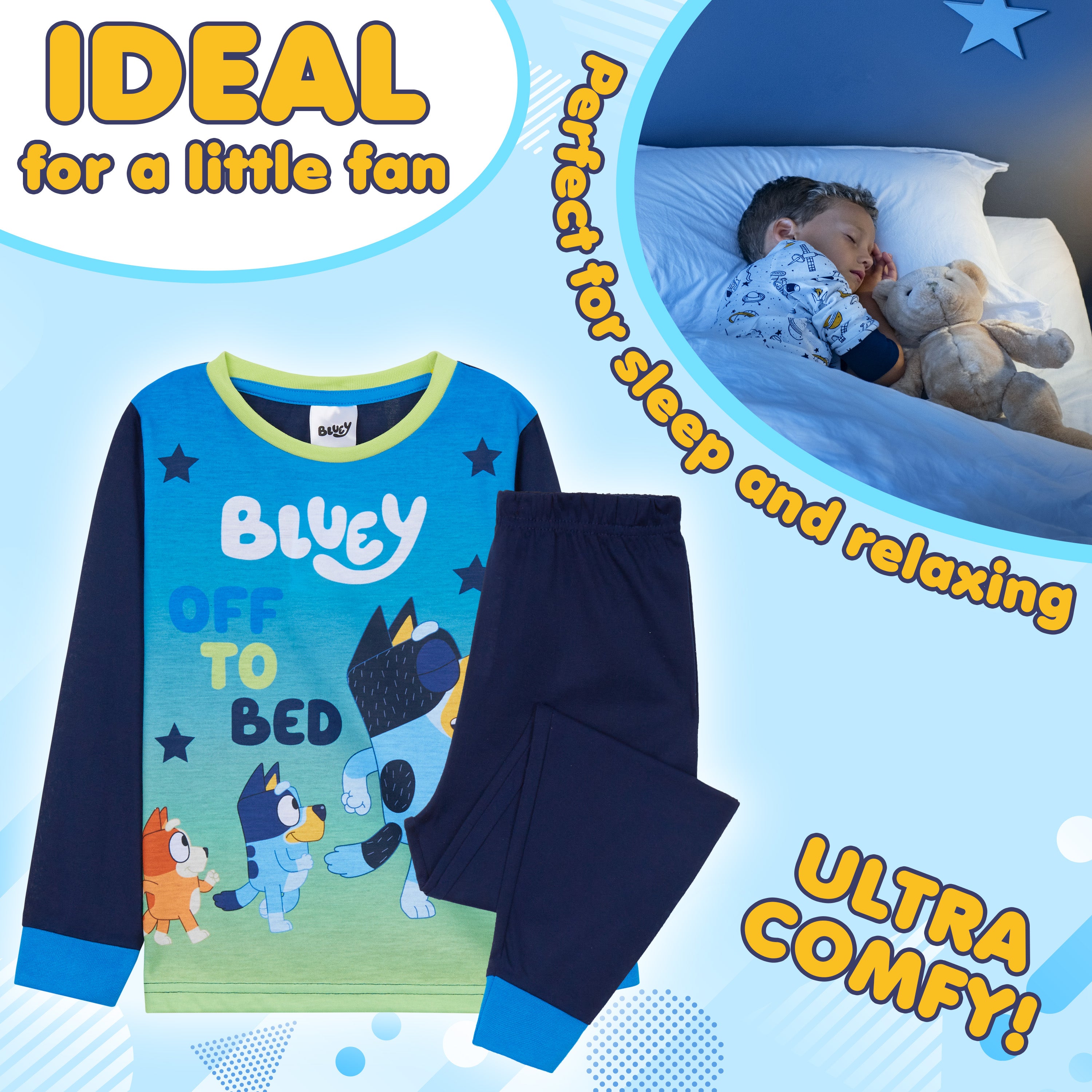 Bluey Boys Long Pyjama Set, Comfy Breathable Loungewear PJs - Gifts for Boys - Get Trend