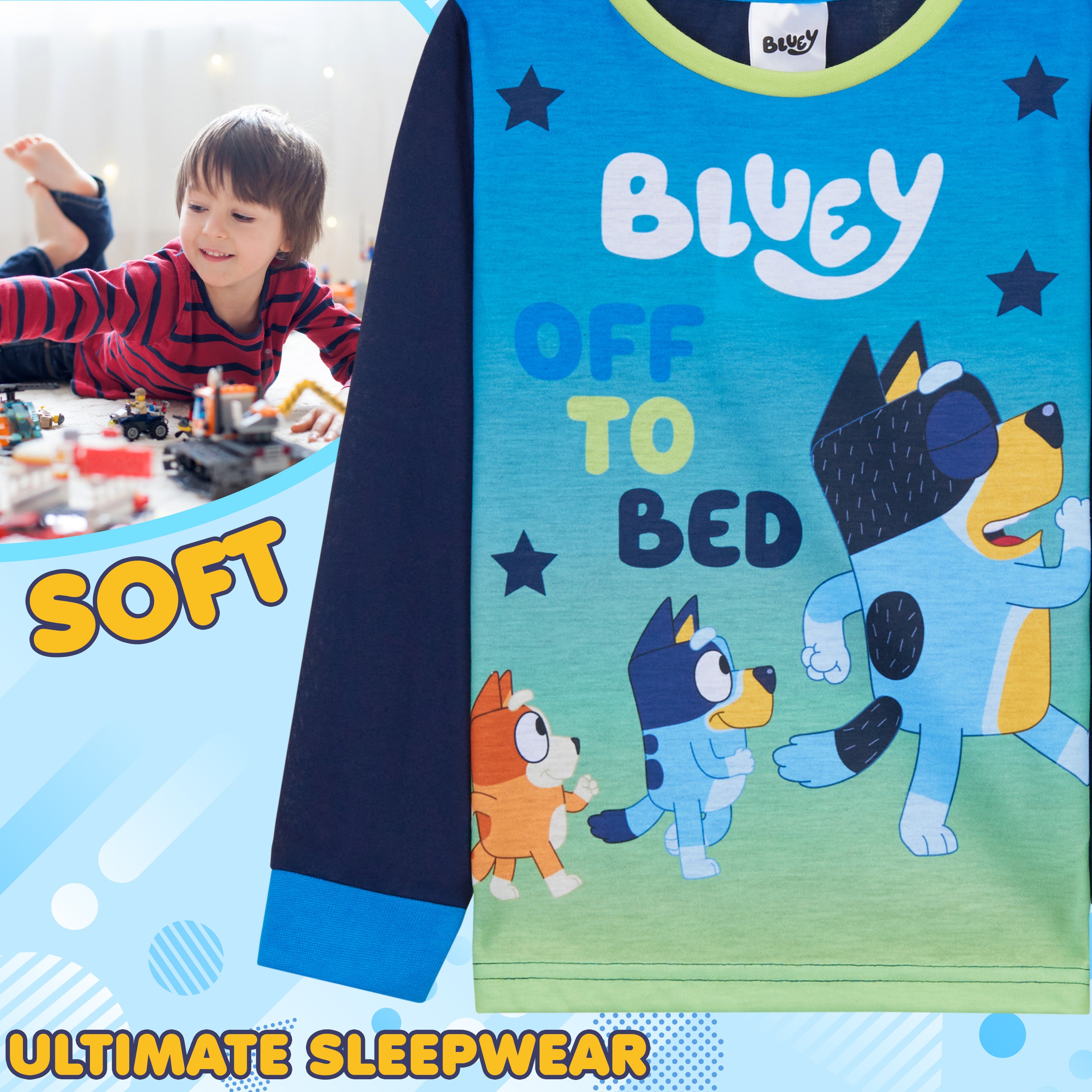 Bluey Boys Long Pyjama Set, Comfy Breathable Loungewear PJs - Gifts for Boys - Get Trend