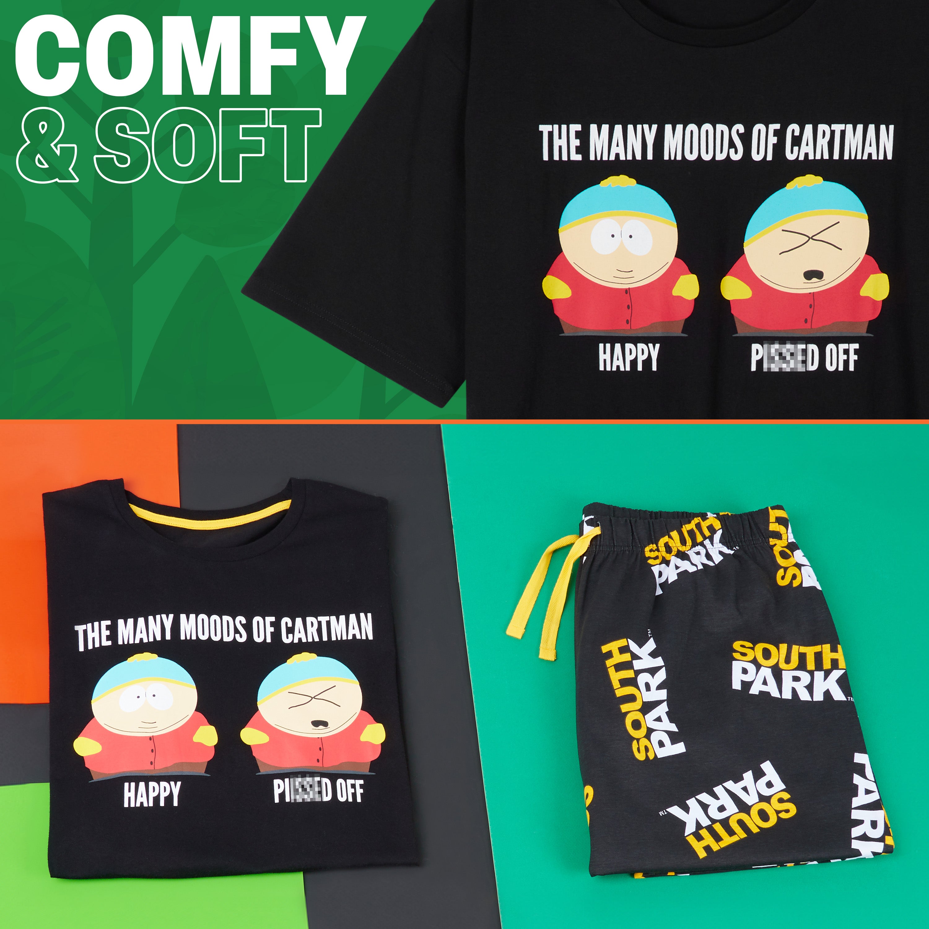 South Park Mens Pyjamas Set, Soft Breathable Loungewear - Funny Gifts for Him - Get Trend