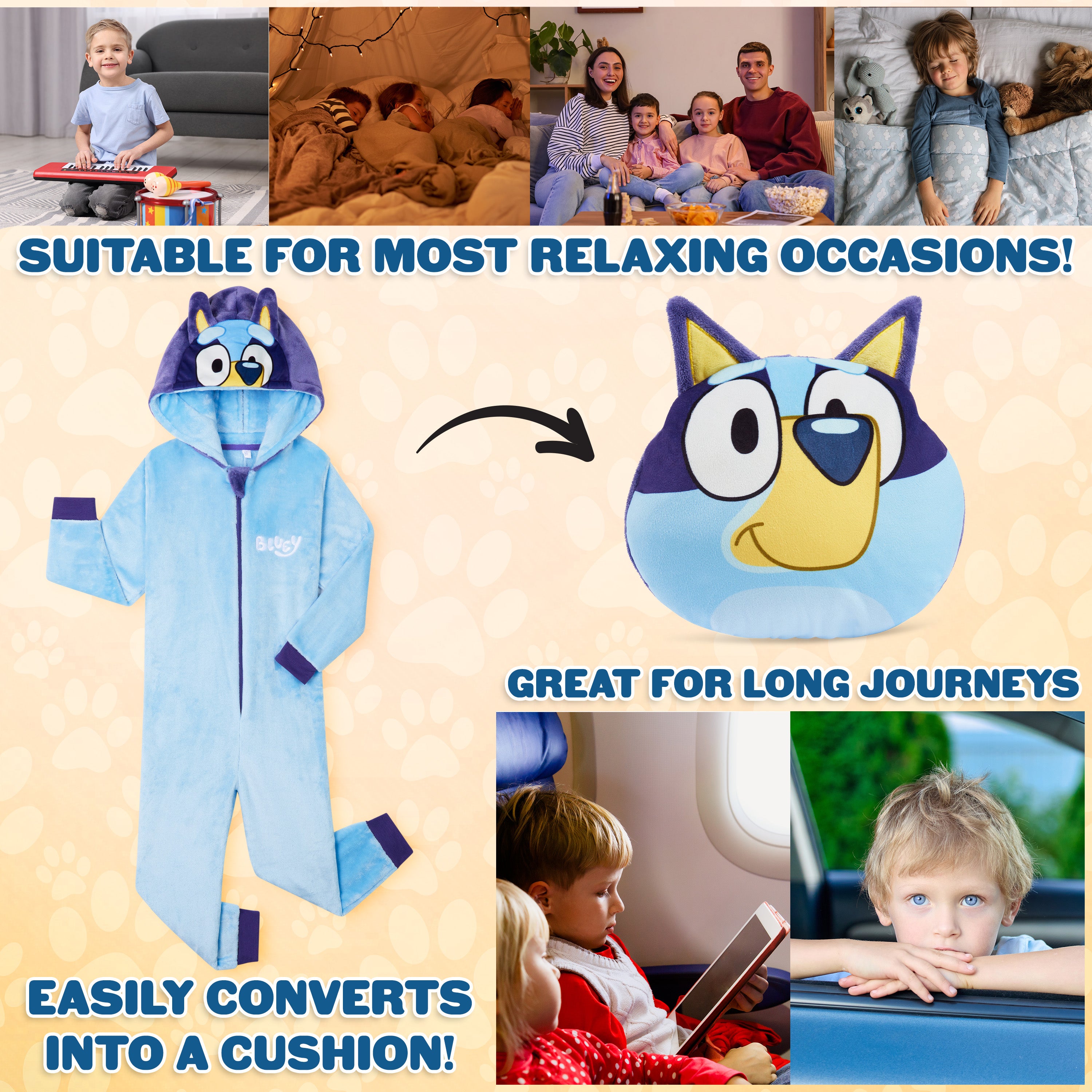 Bluey Boys Fleece Onesie with Hood, Cosy Loungewear - Gifts for Boys - Get Trend