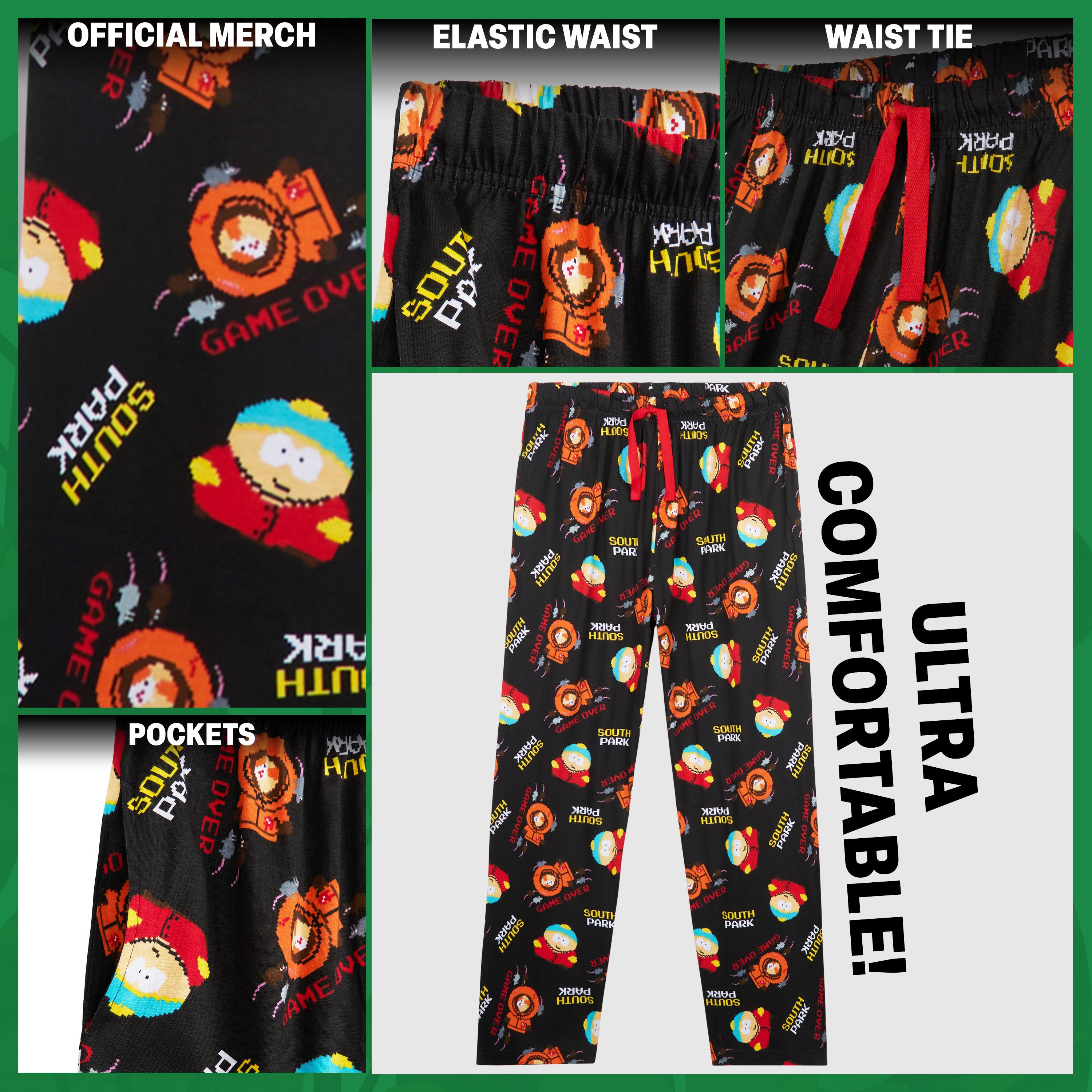 South Park Mens Pyjama Bottoms - Comfy PJs Loungewear Trousers - Funny Gifts for Him - Get Trend