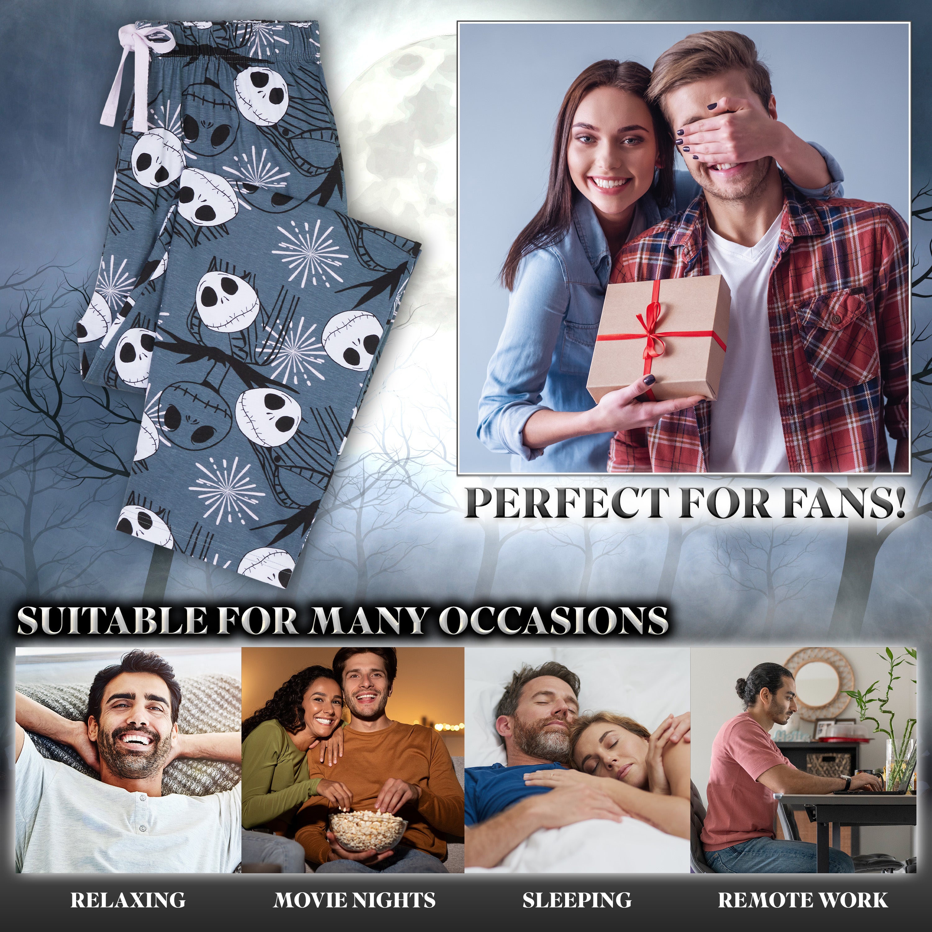 Disney Mens Pyjama Bottoms, Comfy Loungewear PJs with Pockets - Cosy Gifts for Him - Get Trend