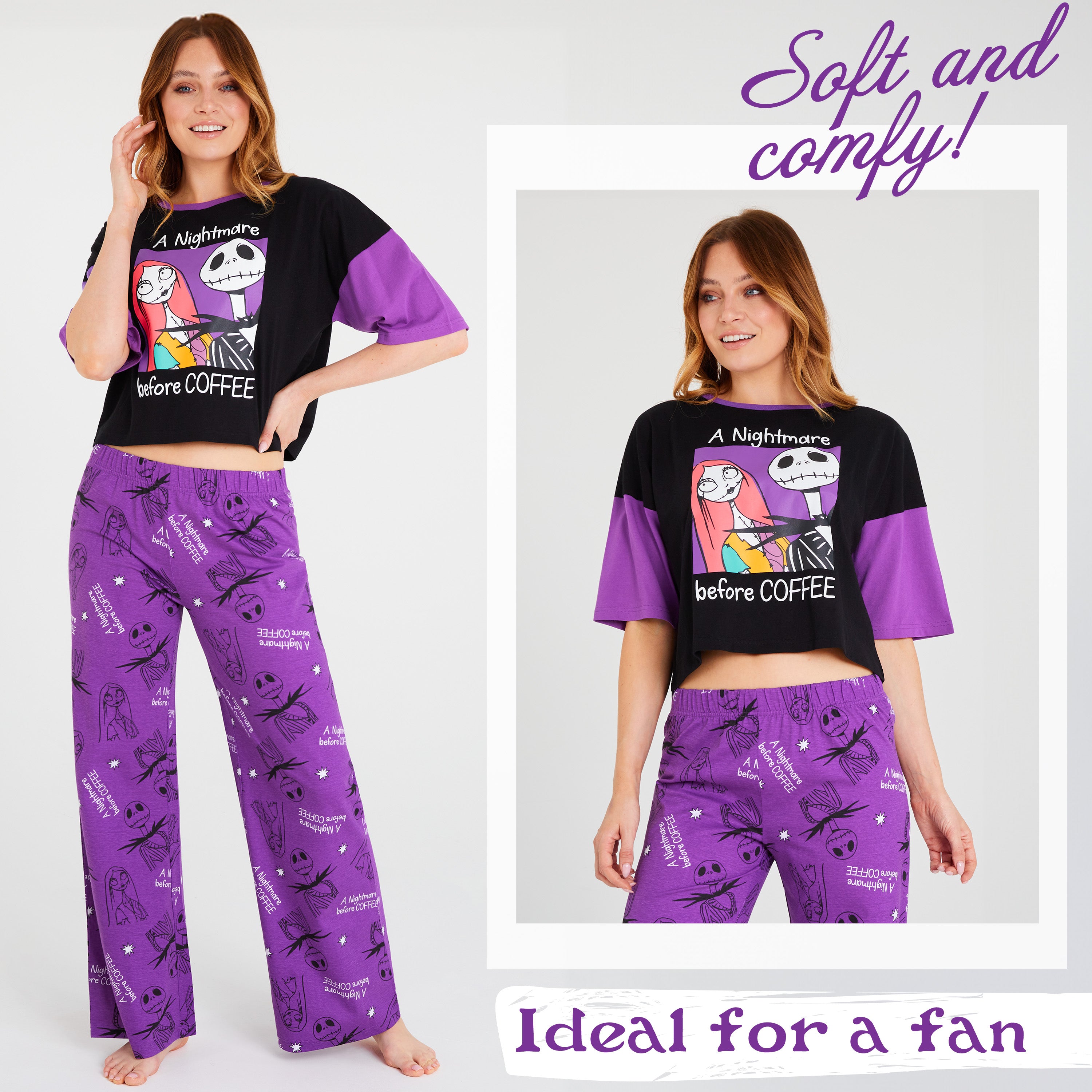 Disney Womens Long Pyjama Set, Cotton Breathable Loungewear - Gifts for Women - Get Trend