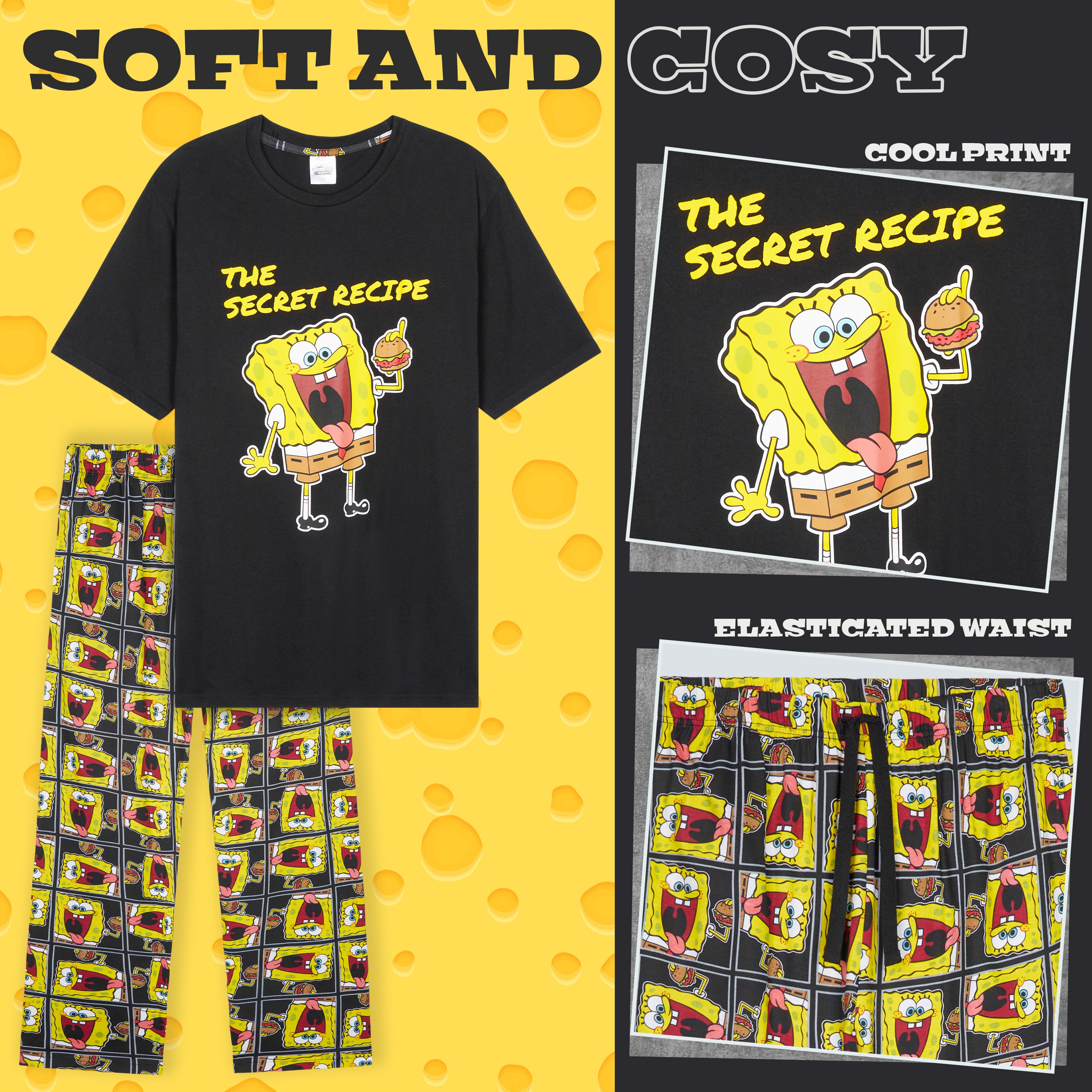 SPONGEBOB SQUAREPANTS Mens Pyjama Set Sleepwear - Get Trend