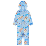 Bluey Puddle Suit Boys Waterproof All in One Rainsuit Kids with Hood Fleece Lined Outdoor Rainwear - Get Trend