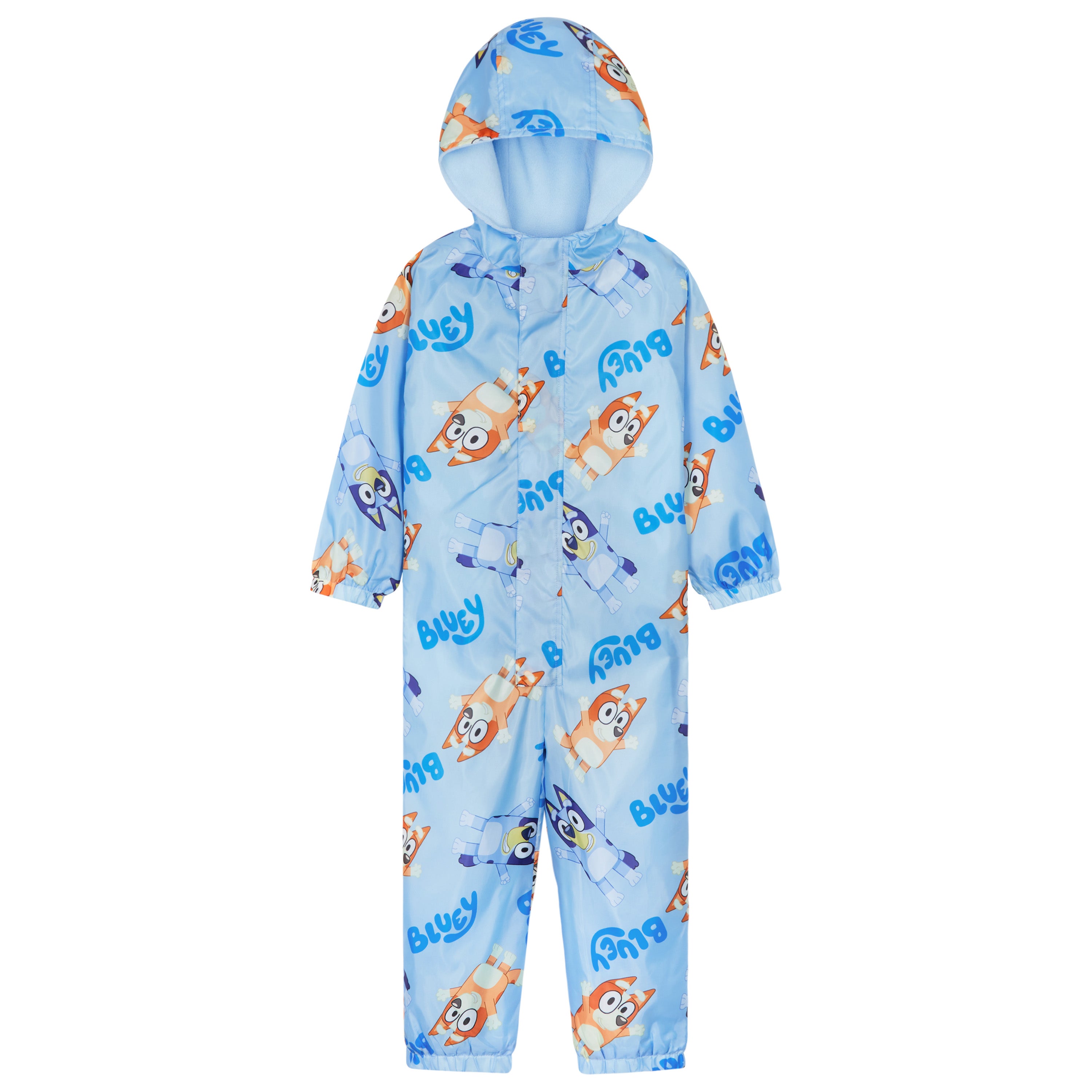 Bluey Puddle Suit Boys Waterproof All in One Rainsuit Kids with Hood Fleece Lined Outdoor Rainwear - Get Trend