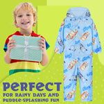 Bluey Puddle Suit Boys Waterproof All in One Rainsuit Kids with Hood Fleece Lined Outdoor Rainwear - Get Trend
