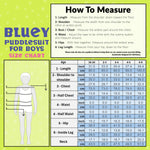 Bluey Puddle Suit Boys Waterproof All in One Rainsuit Kids with Hood Fleece Lined Outdoor Rainwear - Get Trend