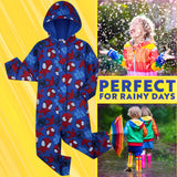 Marvel Spidey Puddle Suit Boys Toddlers Hooded Water Resistant Paddle Overalls - Get Trend