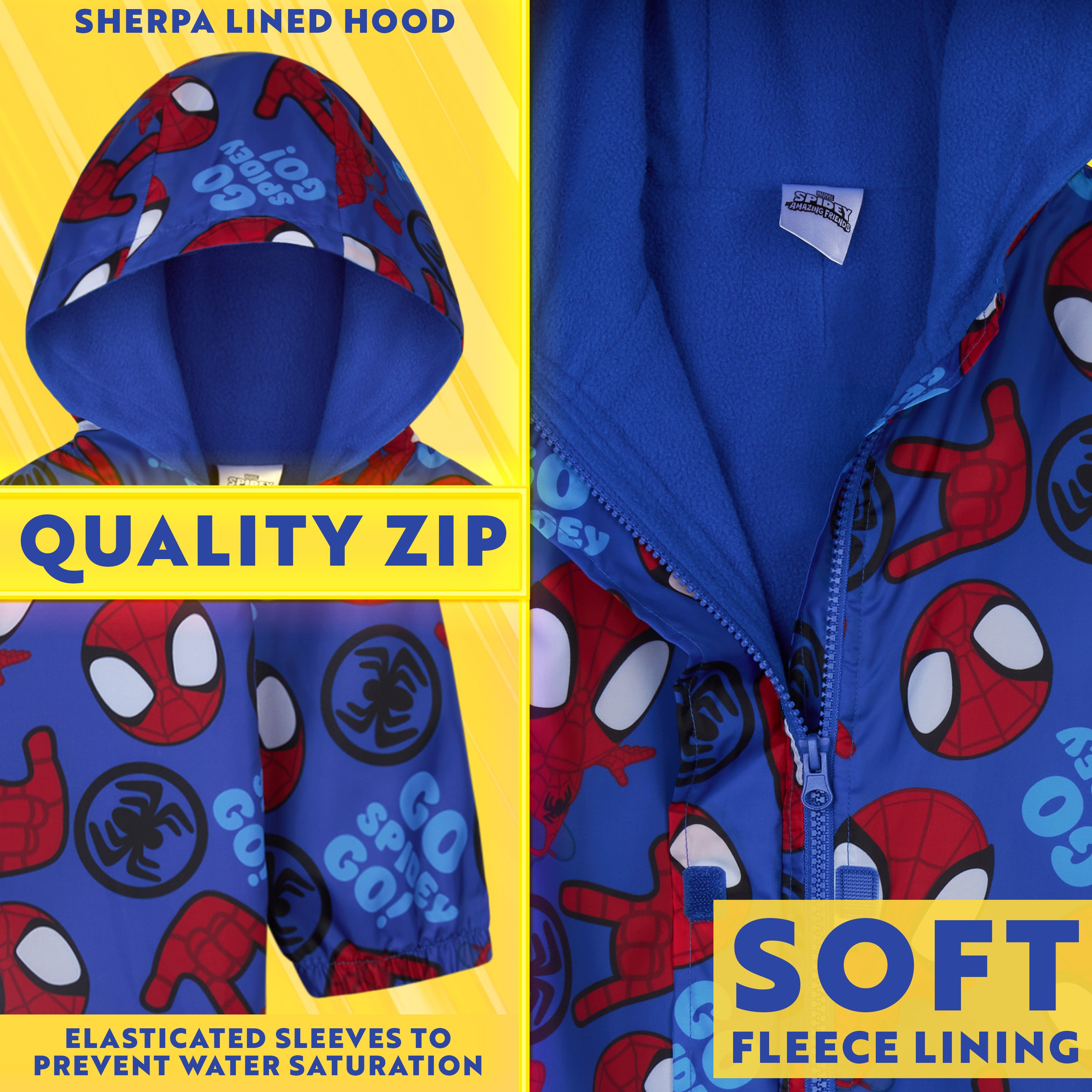 Marvel Spidey Puddle Suit Boys Toddlers Hooded Water Resistant Paddle Overalls - Get Trend