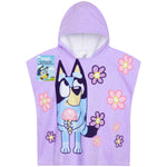 Bluey Bath Towel with Hood for Kids Absorbent Changing Robe Cotton Poncho for Swimming Bath Shower Beach Towel Holiday Essentials (Purple, 3-8 Years) - Get Trend
