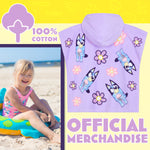 Bluey Bath Towel with Hood for Kids Absorbent Changing Robe Cotton Poncho for Swimming Bath Shower Beach Towel Holiday Essentials (Purple, 3-8 Years) - Get Trend