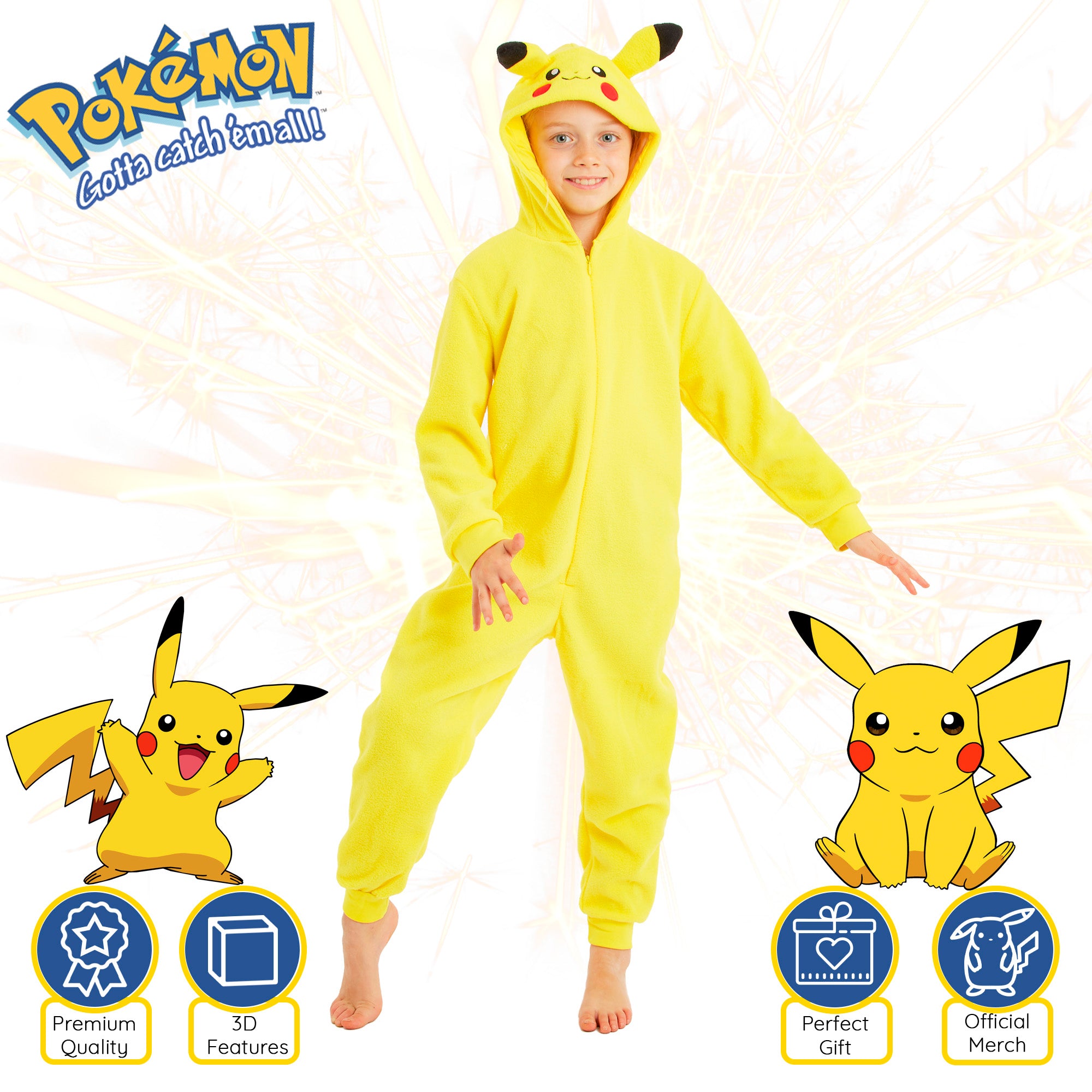 Pokemon Pikachu Onesies for Boys and Girls One Piece Kids Sleepsuit Jumpsuits Teenagers - Get Trend