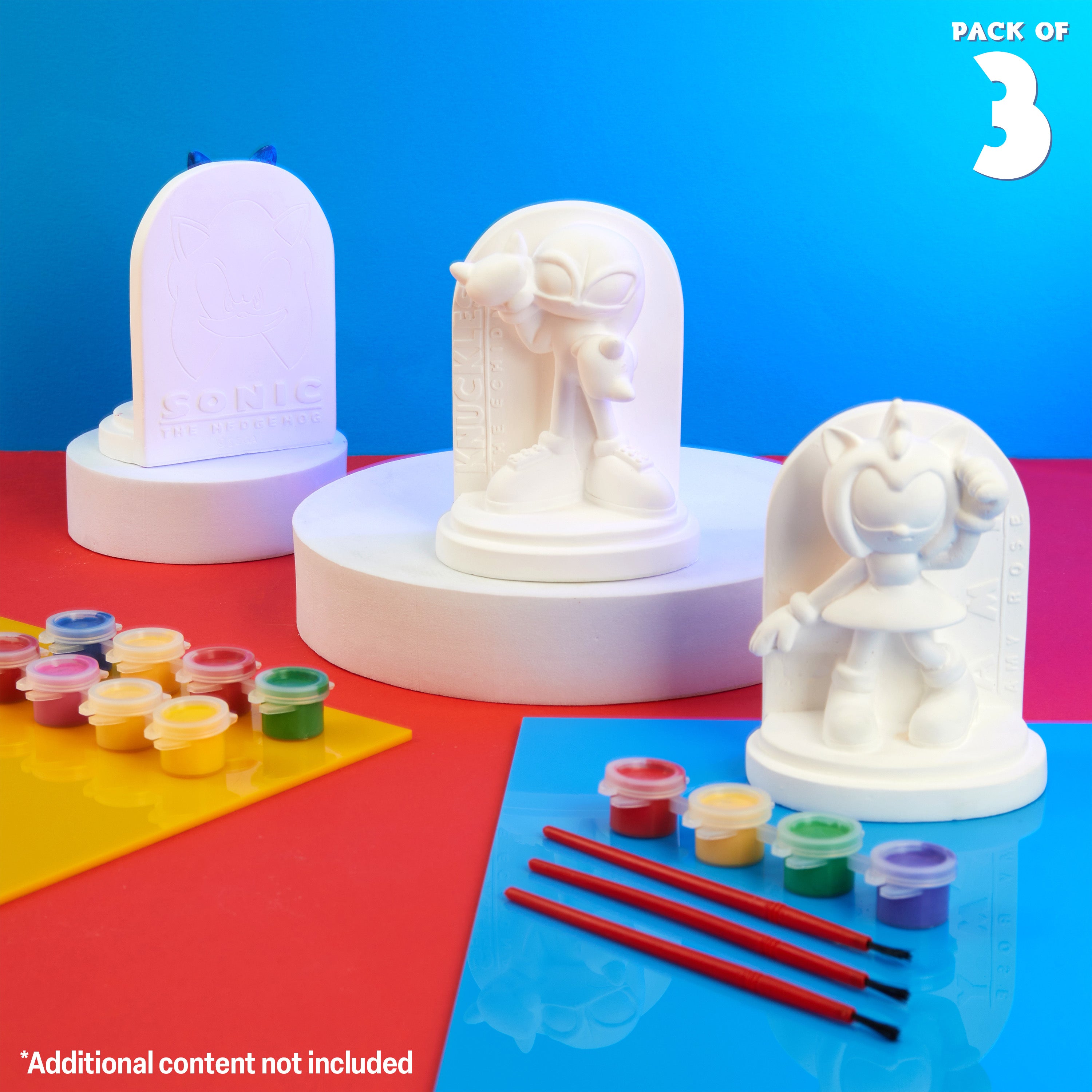 SONIC THE HEDGEHOG Paint Your Own Figures Set of 3 - DIY Crafts Art Set - Get Trend