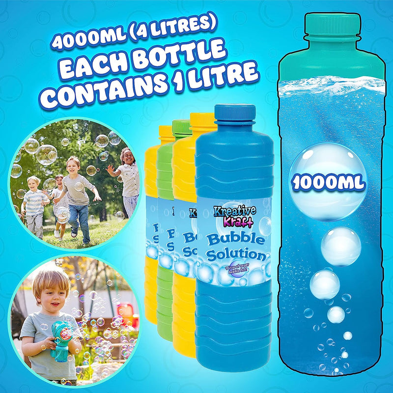 KreativeKraft 1L Bubble Solution - 4 PACK, Refill Bubble Solution - Get Trend