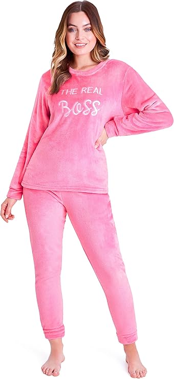 CityComfort Fleece Womens Pyjamas Set Long Sleeve Fluffy Loungewear Adults Teenagers, Winter PJs Warm Nightwear, Gifts for Her - Get Trend