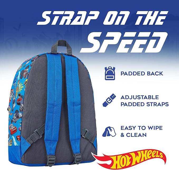 Hot Wheels School Bag, Official Kids Backpack with Cars Print, Large Blue Rucksack for School Sports Travel, Back to School Supplies for Children, Gifts for Boys Girls Teenagers - Get Trend