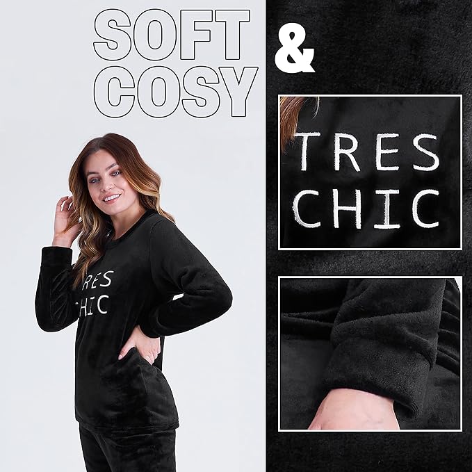 CityComfort Fleece Womens Pyjamas Set Long Sleeve Fluffy Loungewear Adults Teenagers, Winter PJs Warm Nightwear, Gifts for Her - Get Trend