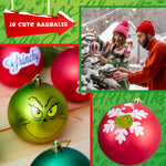 The Grinch Tree Baubles Christmas Decorations Pack of 10 Festive Hanging Ornament - Get Trend