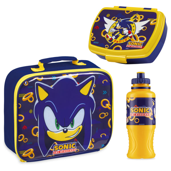 Sonic The Hedgehog Kids - 3 Piece Set Lunch Bag, Lunch Box & 430ml Water Bottle - Get Trend