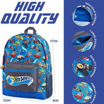 Hot Wheels School Bag, Official Kids Backpack with Cars Print, Large Blue Rucksack for School Sports Travel, Back to School Supplies for Children, Gifts for Boys Girls Teenagers - Get Trend
