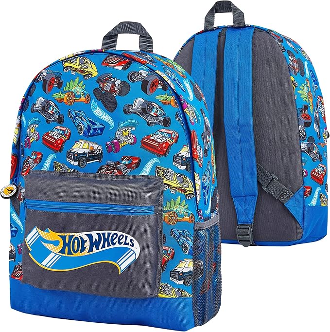 Hot Wheels School Bag, Official Kids Backpack with Cars Print, Large Blue Rucksack for School Sports Travel, Back to School Supplies for Children, Gifts for Boys Girls Teenagers - Get Trend