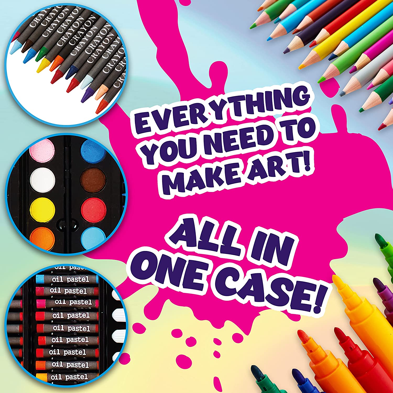 KreativeKraft Art Set Kids and Adults -187pcs Carry Case Artist Set - Get Trend