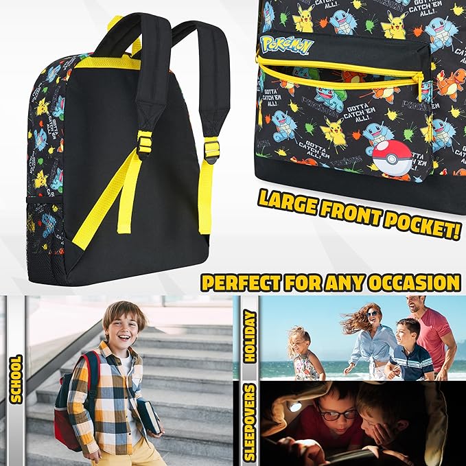 Pokemon Backpack for Kids Teenagers Pikachu Rucksack School Bag with Zipped Pockets - Get Trend