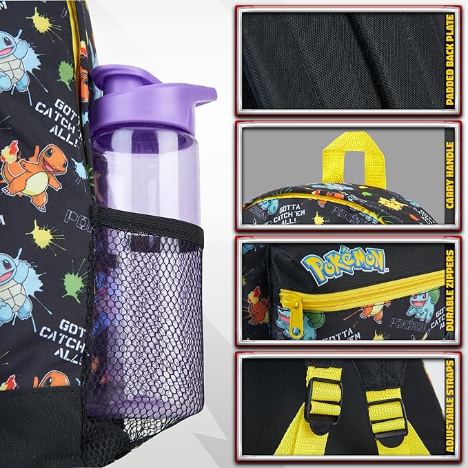 Pokemon Backpack for Kids Teenagers Pikachu Rucksack School Bag with Zipped Pockets - Get Trend