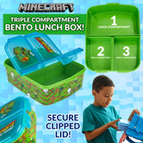 Minecraft Kids Lunchbox with Compartments & Water Bottle for School or Days Out - Get Trend