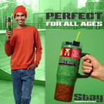 Minecraft Insulated Tumbler Travel Mug 940ml/33oz Creeper Water Bottle with Straw & Handle Thermal Double Wall Vacuum Insulation Drinks Cold Up to 17Hrs, Hot Up to 8Hrs, 45Hrs Ice - Get Trend