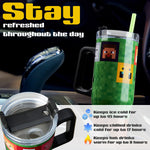 Minecraft Insulated Tumbler Travel Mug 940ml/33oz Creeper Water Bottle with Straw & Handle Thermal Double Wall Vacuum Insulation Drinks Cold Up to 17Hrs, Hot Up to 8Hrs, 45Hrs Ice - Get Trend