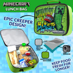 Minecraft Kids Insulated Lunch Bag, Box and Bottle, 3 Piece Set - Gamer Gifts - Get Trend